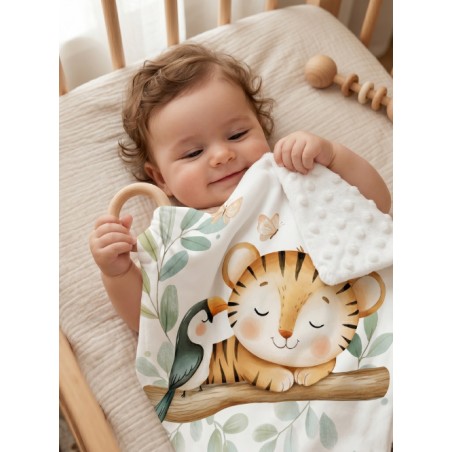 Carré Doudou à Coudre Sieste Tropicale – Panneau Couture Doudou Enfant, Tissu Oeko-Tex