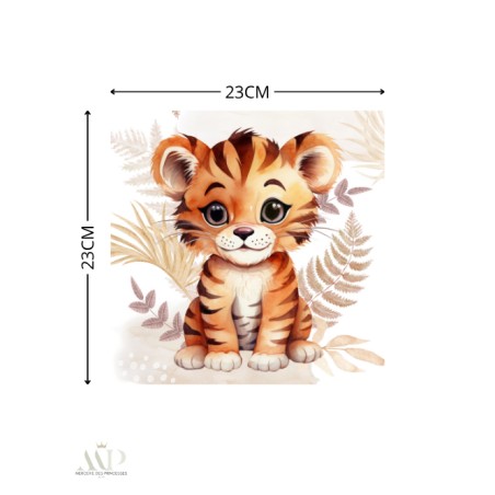 Carré Doudou à Coudre Tigre Boho Beige – Panneau Couture Doudou Enfant, Tissu Oeko-Tex