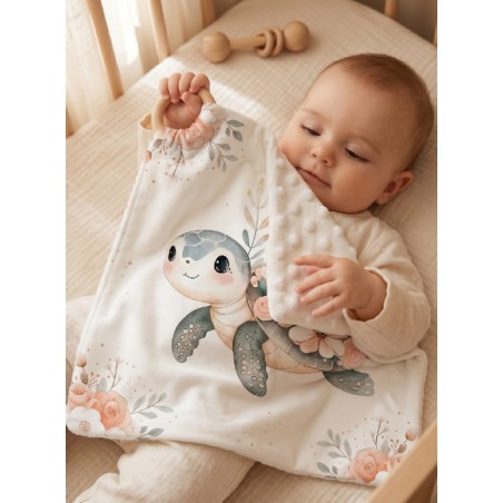 Carré Doudou à Coudre Tortue Et Méduse – Panneau Couture Doudou Enfant, Tissu Oeko-Tex