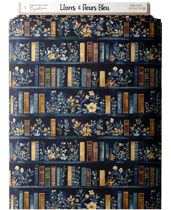 Tissu coton imprimé Livres...