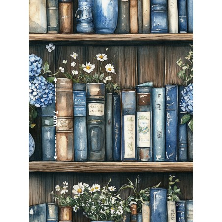 Tissu coton imprimé Livres & Fleurs Hortensia - Certifié Oeko-Tex®