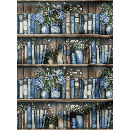 Tissu coton imprimé Livres & Fleurs Hortensia - Certifié Oeko-Tex®