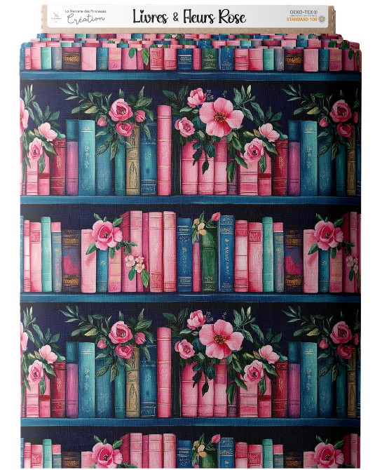 Tissu coton imprimé Livres...