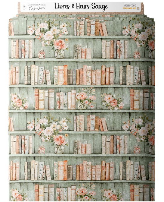 Tissu coton imprimé Livres...