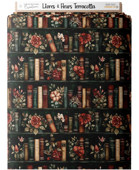 Tissu coton imprimé Livres...