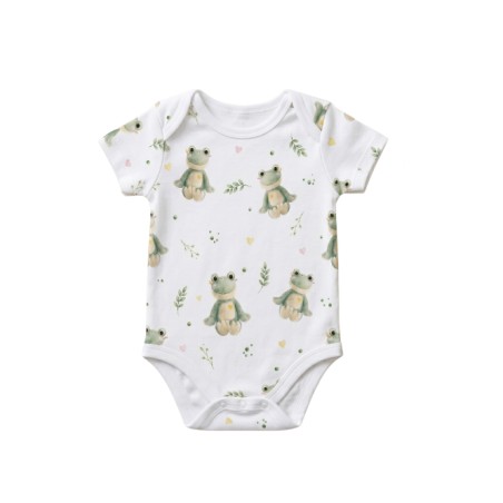Tissu coton “Grenouille” – Motif grenouille et feuillage – Certifié Oeko-Tex®
