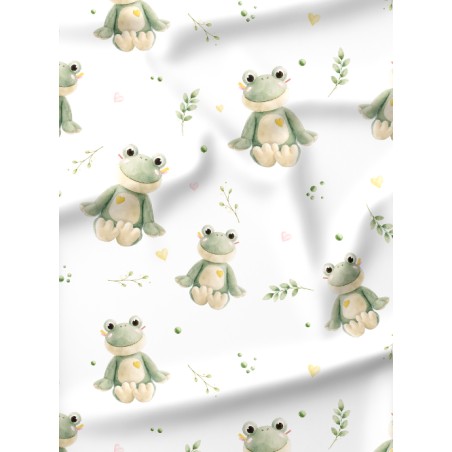 Tissu coton “Grenouille” – Motif grenouille et feuillage – Certifié Oeko-Tex®