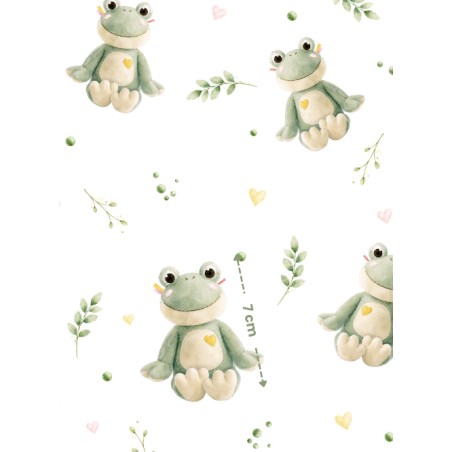 Tissu coton “Grenouille” – Motif grenouille et feuillage – Certifié Oeko-Tex®