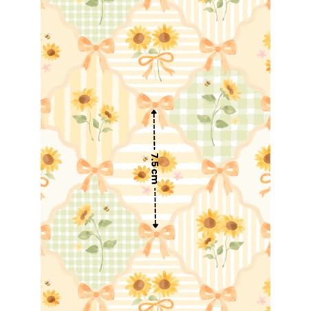 Tissu coton imprimé Fleurs Tournesol - Certifié Oeko-Tex®