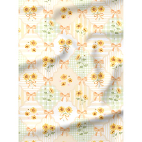 Tissu coton imprimé Fleurs Tournesol - Certifié Oeko-Tex®