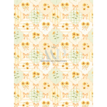 Tissu coton imprimé Fleurs Tournesol - Certifié Oeko-Tex®