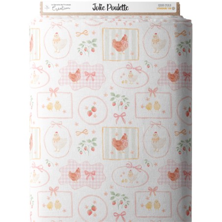 Tissu coton imprimé Jolie Poulette - Certifié Oeko-Tex®