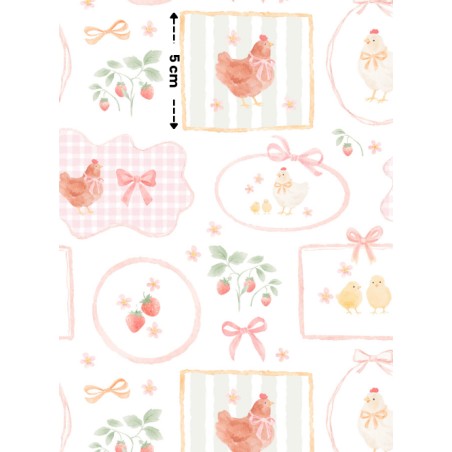 Tissu coton imprimé Jolie Poulette - Certifié Oeko-Tex®