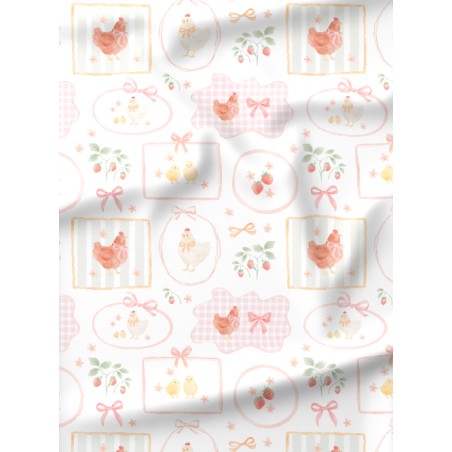 Tissu coton imprimé Jolie Poulette - Certifié Oeko-Tex®