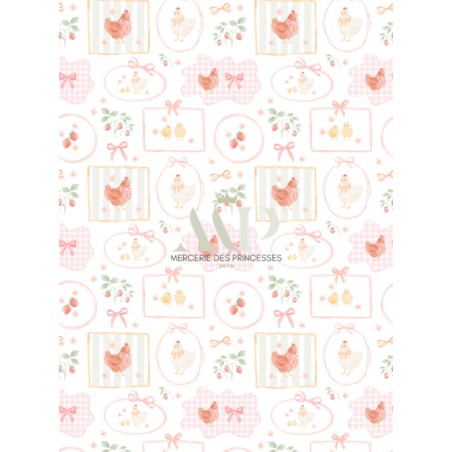 Tissu coton imprimé Jolie Poulette - Certifié Oeko-Tex®