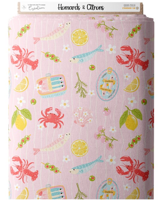 Tissu coton imprimé Homards...
