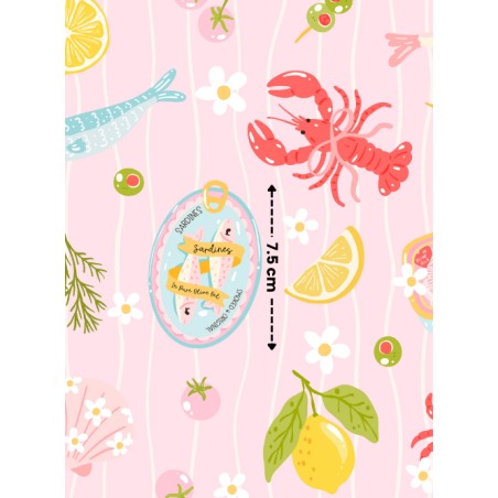 Tissu coton imprimé Homards & Citrons - Certifié Oeko-Tex®