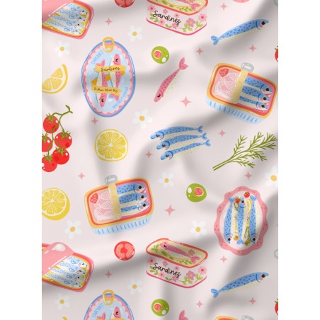 Tissu coton imprimé Jolie Sardine - Certifié Oeko-Tex®