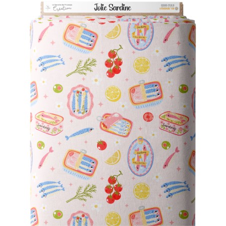 Tissu coton imprimé Jolie Sardine - Certifié Oeko-Tex®