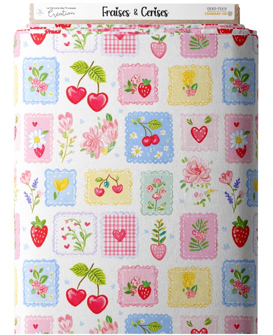 Tissu coton imprimé Fraises...