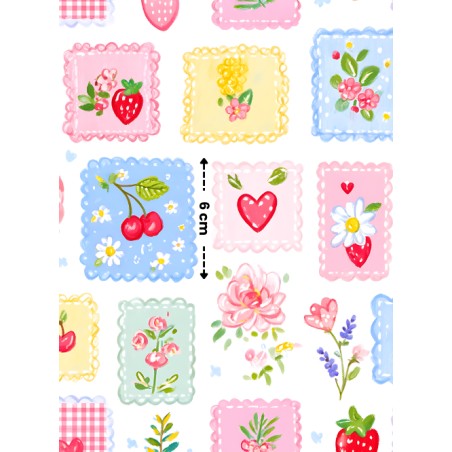 Tissu coton imprimé Fraises & Cerises - Certifié Oeko-Tex®