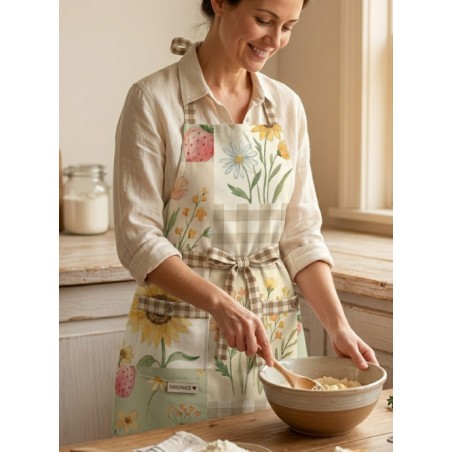 Tissu coton imprimé Vichy Floral D'été - Certifié Oeko-Tex®