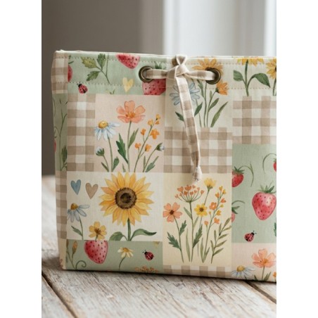 Tissu coton imprimé Vichy Floral D'été - Certifié Oeko-Tex®