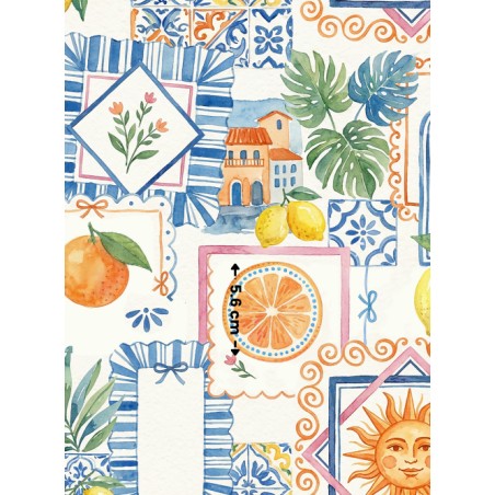 Tissu coton imprimé Dolce Vita Méditerranéenne - Certifié Oeko-Tex®