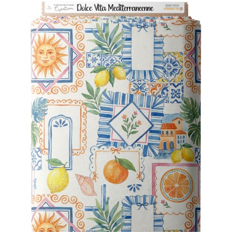 Tissu coton imprimé Dolce Vita Méditerranéenne - Certifié Oeko-Tex®