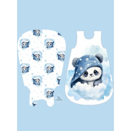 Coupon gigoteuse Panda dans les nuages – tissu coton Oeko-Tex – kit couture facile, cadeau naissance, couture DIY