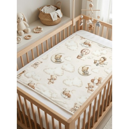 Tissu Ourson Dans Les Nuages – Motif Ours, étoile, lune – Certifié Oeko-Tex®