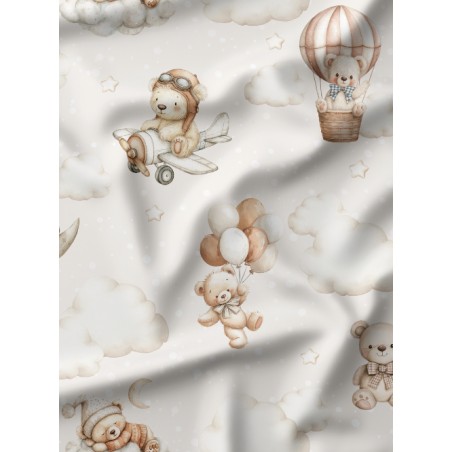Tissu Ourson Dans Les Nuages – Motif Ours, étoile, lune – Certifié Oeko-Tex®