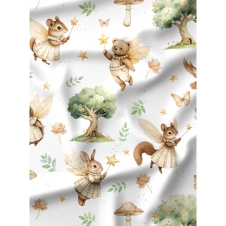 Tissu Forêt Magique – Motif Ours, étoile, lune – Certifié Oeko-Tex®