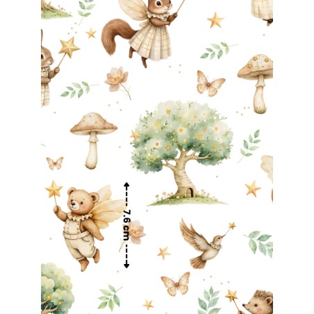Tissu Forêt Magique – Motif Ours, étoile, lune – Certifié Oeko-Tex®