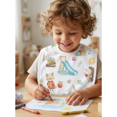 Tissu Les Petits Écoliers – Motif animaux de la forêt à l'école – Certifié Oeko-Tex®