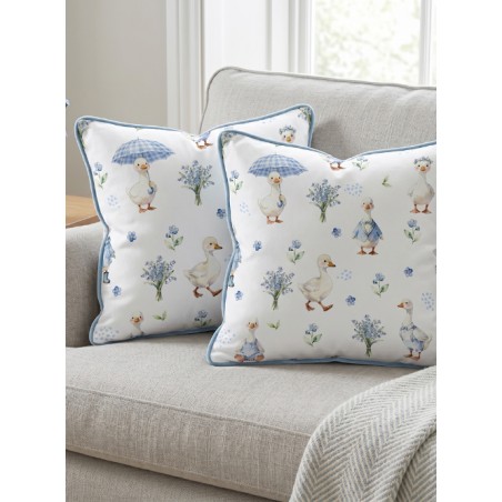 Tissu Oies & Myosotis – Motif canard et fleurs – Certifié Oeko-Tex®