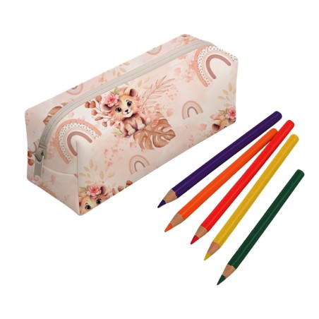 Panneau pour trousse Rainbow lion rentrée scolaire - coton Oeko-Tex®