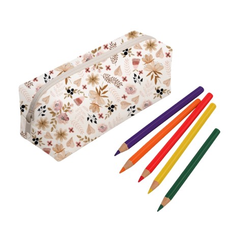 Panneau pour trousse Fleurs sauvages rose rentrée scolaire - coton Oeko-Tex®