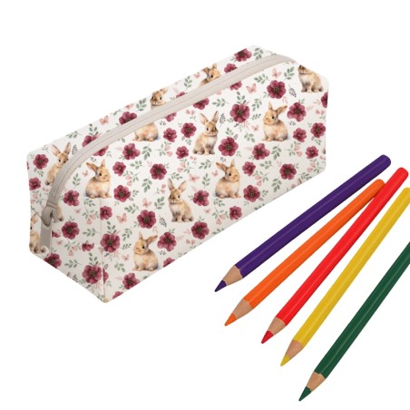 Panneau pour trousse Floral Bunny rentrée scolaire - coton Oeko-Tex®