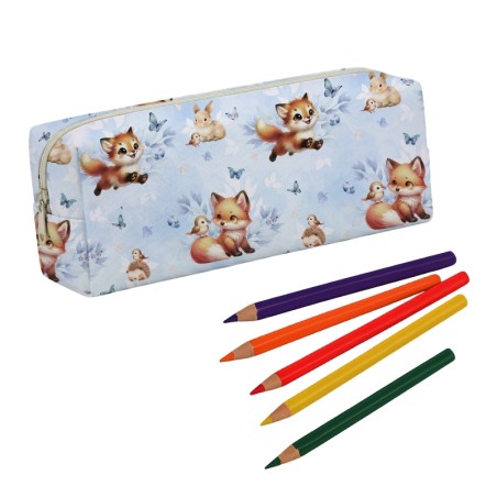 Panneau pour trousse Renard Bleu rentrée scolaire - coton Oeko-Tex®