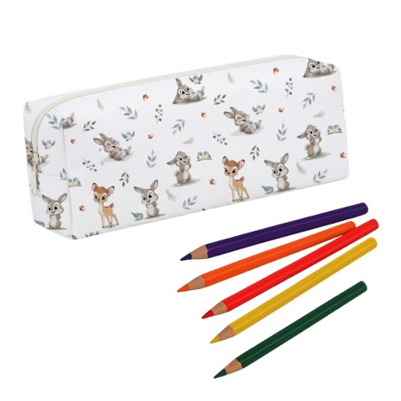 Panneau pour trousse Lapin et Biche rentrée scolaire - coton Oeko-Tex®