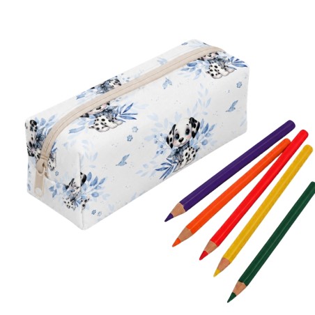 Panneau pour trousse Dalmatien Bleu rentrée scolaire - coton Oeko-Tex®
