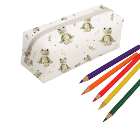 Panneau pour trousse Grenouille rentrée scolaire - coton Oeko-Tex®