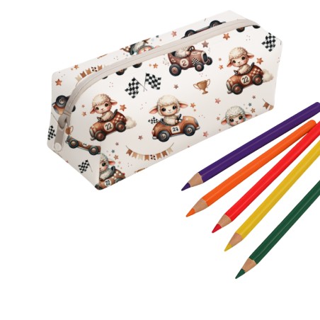Panneau pour trousse Voiture De Course Mouton rentrée scolaire - coton Oeko-Tex®