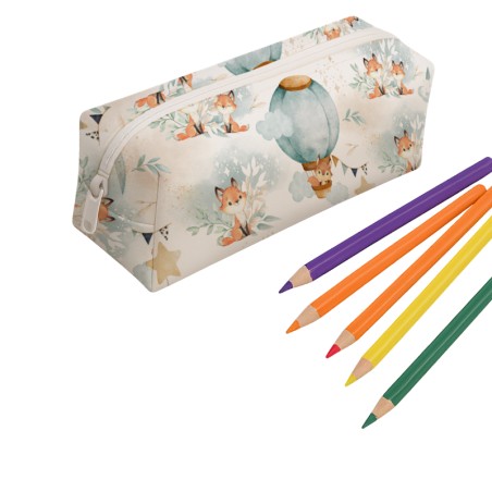 Panneau pour trousse Lovely Fox Celadon rentrée scolaire - coton Oeko-Tex®