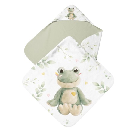 Coupon cape de bain Grenouille + 8 lingettes lavables – Oeko-Tex – kit couture facile, cadeau naissance