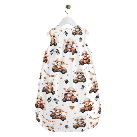 Coupon gigoteuse Voiture De Course Mouton – tissu coton Oeko-Tex – kit couture facile, cadeau naissance, couture DIY